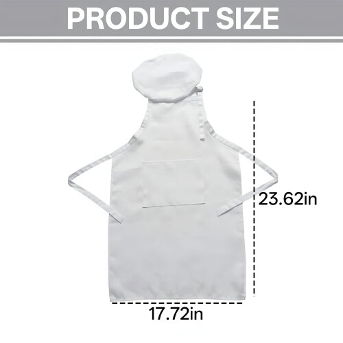 Kids Waterproof Cooking Apron Set with Pockets and Hat 1