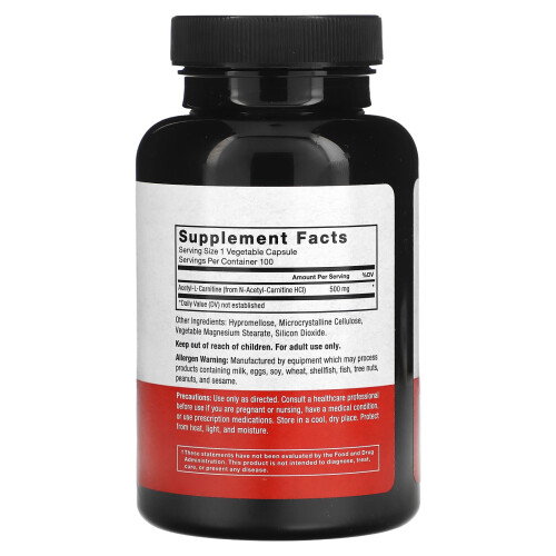 Force Factor, Acetyl L-Carnitine, 500 mg, 100 Vegetable Capsules 1