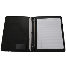 A4 Vegetarian Leather 3 Ring Portfolio Binder Business Binder Padfolio with Notebook Pad Interview & Business