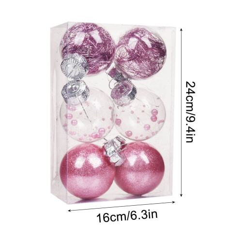 Christmas Ball Ornaments Blue Shatterproof Plastic 6 Pack 1