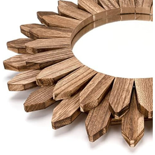 Boho Wall Mirror Rustic Wood 12 Inch 2 Pack 1