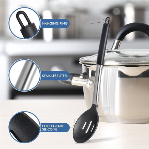 Heat Resistant Large Silicone Cooking Spoon Set, Nonstick Free Kitchen Utensils