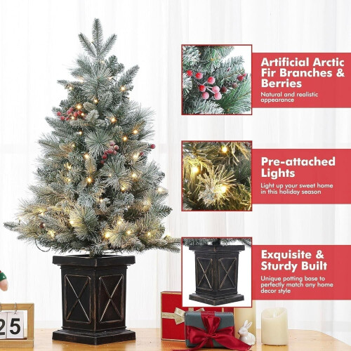 3FT Pre-Lit Christmas Tree with 78 LED Lights PE PVC Hinged 2