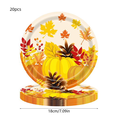 AuroraX Pumpkin Dinner Plates, Disposable, 20 Pack 1