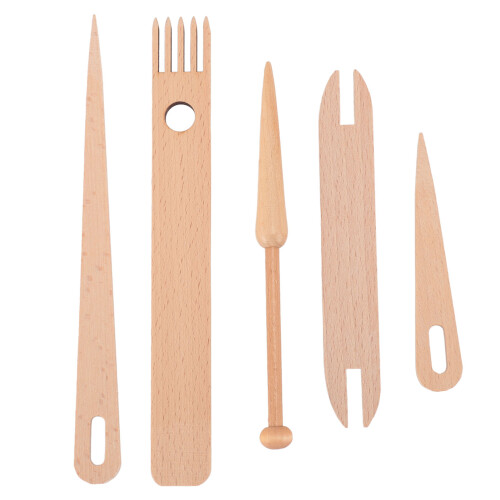 5Pcs Wood Hand Loom Stick Set Beechwood DIY Tools 2