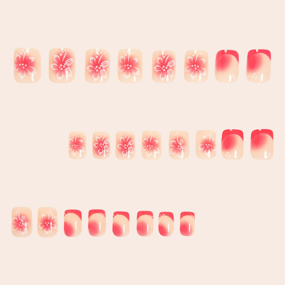 Dachuang Beauty French Tip Square Fake Nails, Resin, Zero Pressure