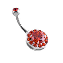(Red) 316L Stainless Steel Zircon Belly Ring