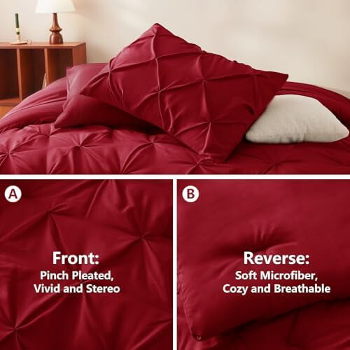 Dark Red Full Size Comforter Set Pintuck Design 7-Piece 2