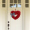 Red Burlap Heart Wreath 40cm with Plaid Bow 4