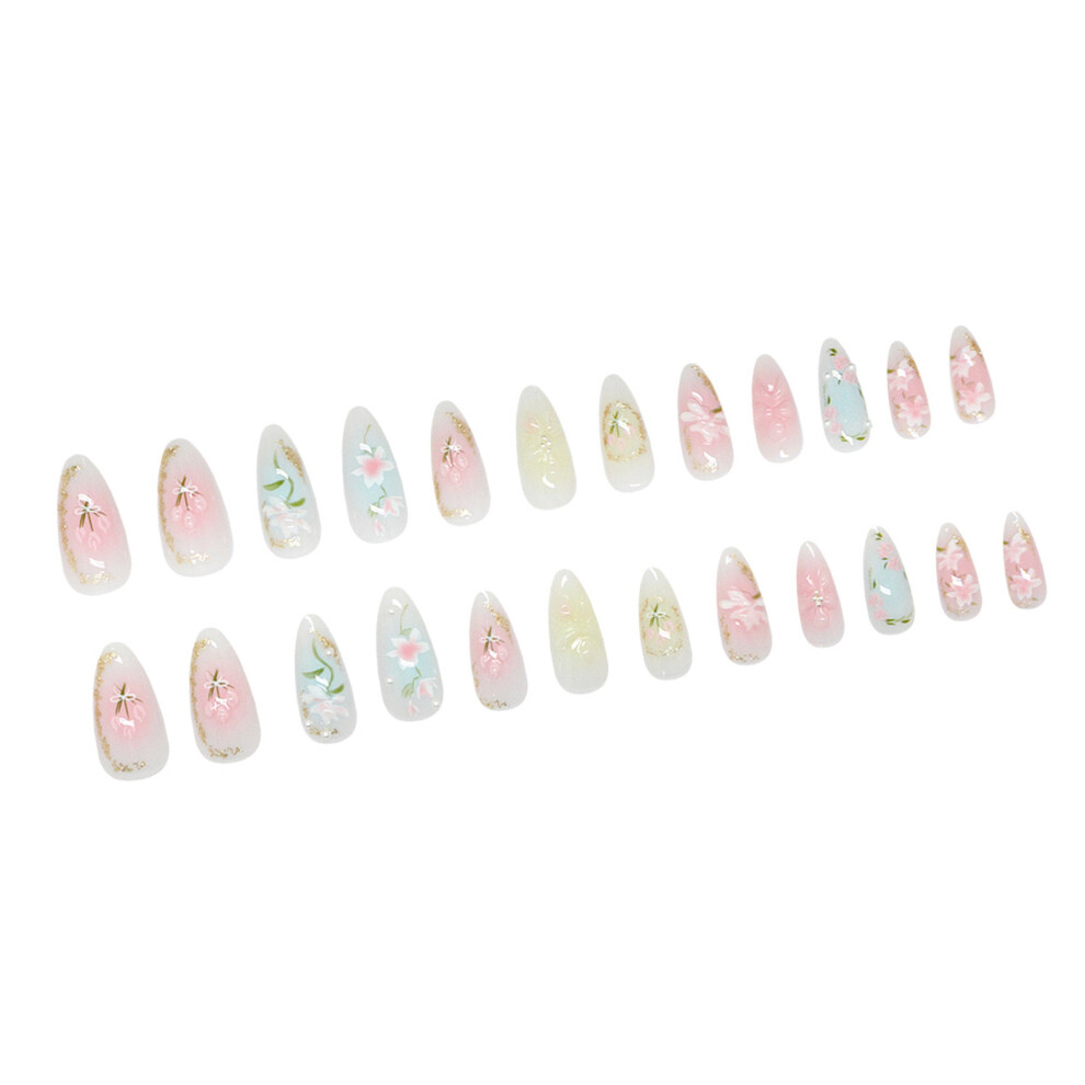 Dachuang Beauty Pink 24Pcs Blush Floral Fake Nails For Women