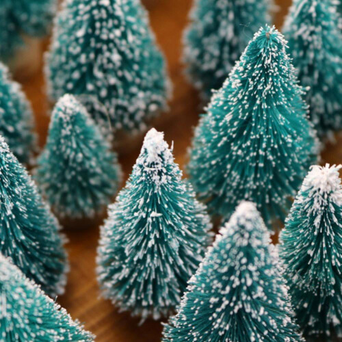 Mini Christmas Tree Set 4 Sizes Artificial Pine with Wooden 2