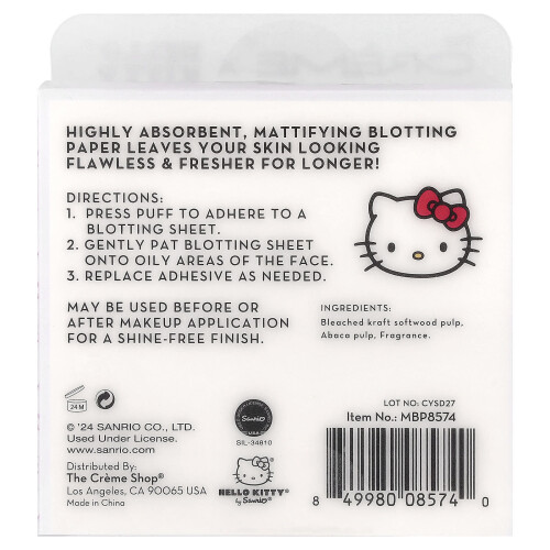 The Creme Shop, Hello Kitty, Mattifying Blotting Paper, 100 Sheets 2