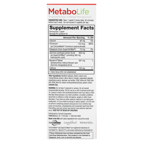 Metabolife, Fórmula de Perda de Peso Avançada, 45 Caplets 1