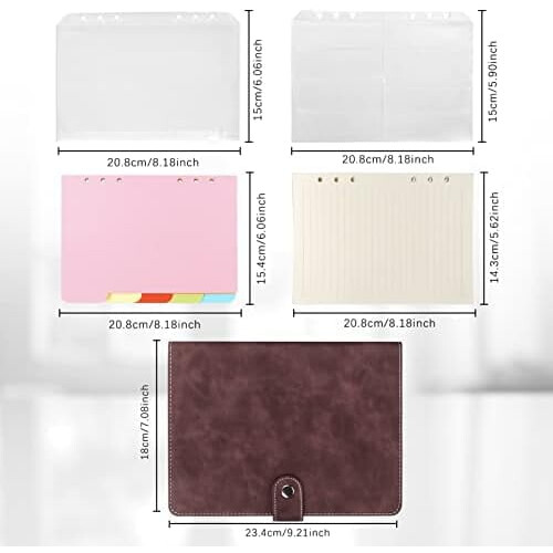A5Binder Επαναγεμιζόμενο Σημειωματάριο Ατζέντας 6 Δερμάτινο Κλασέρ PU με Θήκες, 2