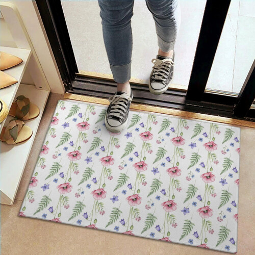 Χαλί πόρτας Pioneer με floral print, πλενόμενο αντιολισθητικό χαλάκι εσωτερικού χώρου, 1