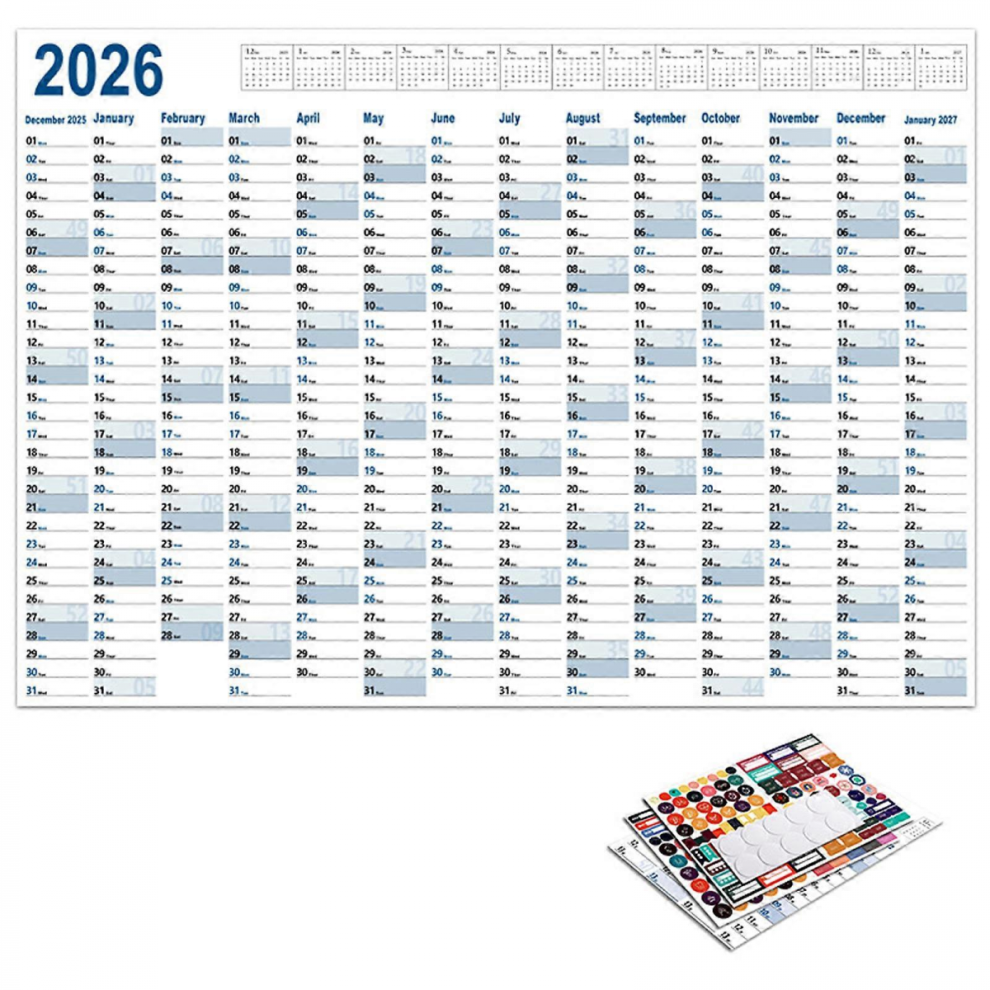 2026 Wall Mounted Calendar Yearly Planner Full Year To View Calendar 2026 Home Office Organiser Planner Multicolor 9408048457021