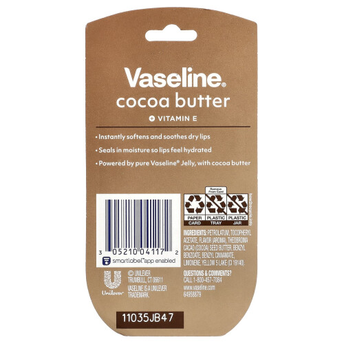 Vaseline Vaseline, Lipoterapi, Kakao, 2 Pack, 0,25 oz (7 g) Varje 2
