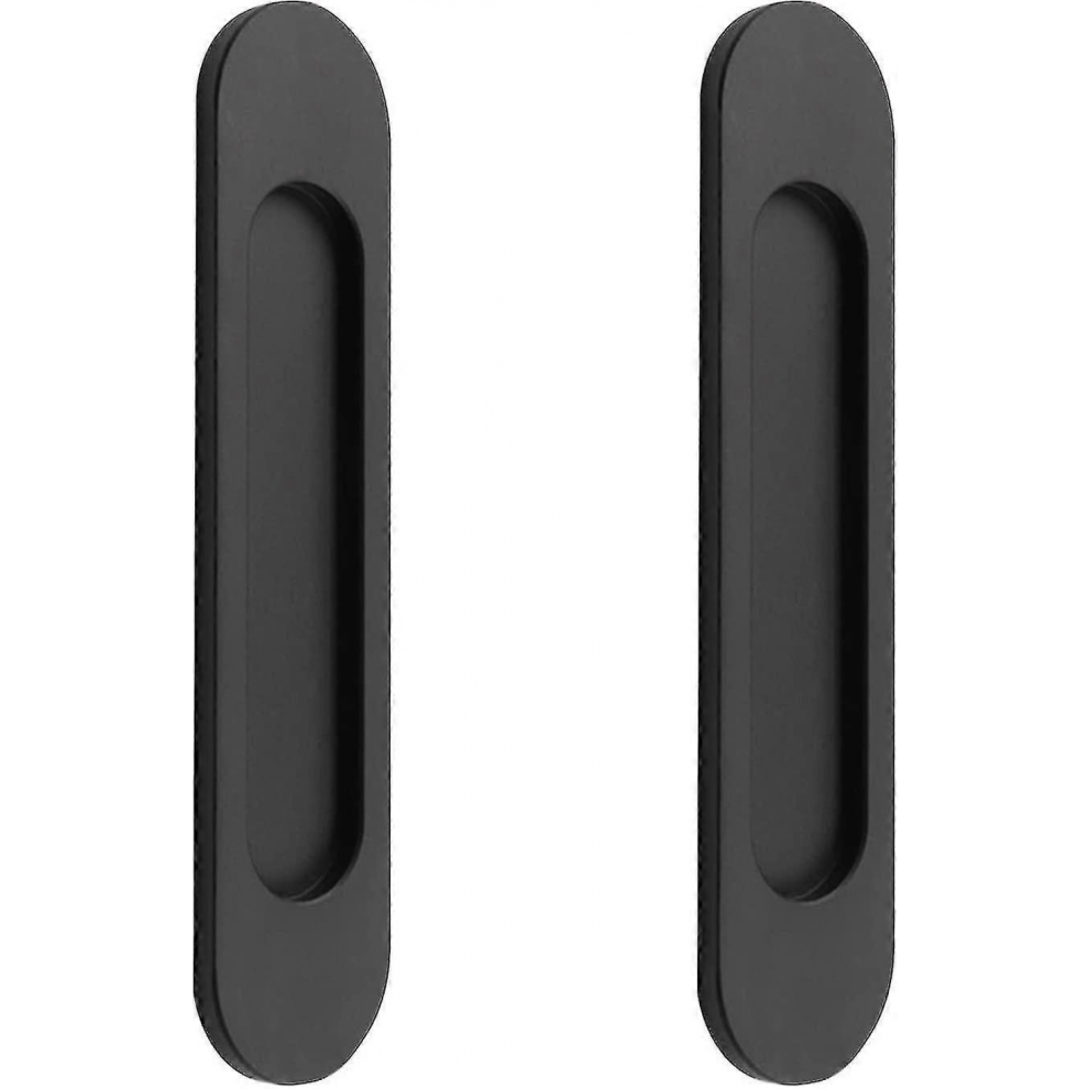 Self Adhesive Door Handles For Sliding Barn Doors, Set Of 2 Matte Black Aluminum Alloy Oval Handles No Punching 9408048462995
