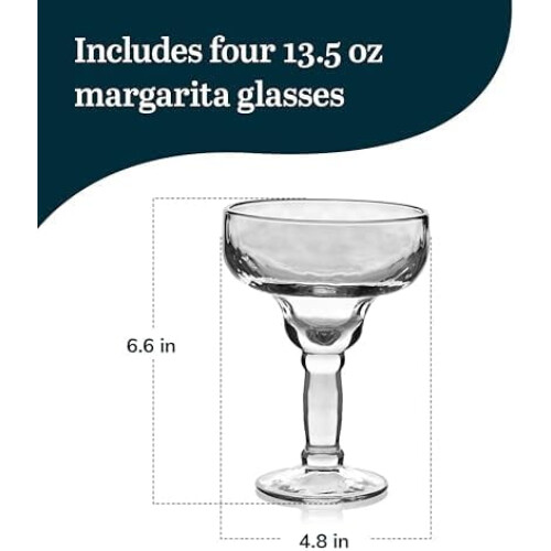 Σετ 4 ποτηριών Margarita, εκπληκτικό σετ ποτηριών Ripple Bar των 13,5 ουγγιών, για ποτήρια 2