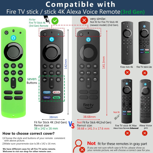 Θήκη τηλεχειριστηρίου Firestick που λάμπει στο σκοτάδι, συμβατή με Fire TV Stick, Alexa, 1