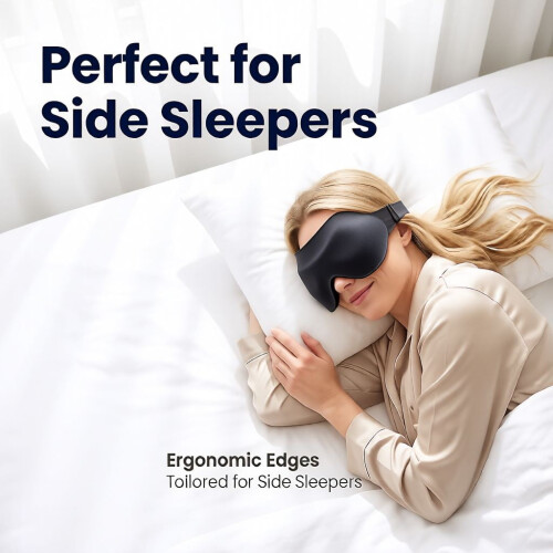 Side Sleeper Sleep Mask – 3 Pack, 3D Zero Pressure 99% Light Blocking | Comfort Adjustable Strap 1