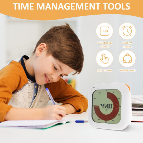 Visual Timer 60 Minute Countdown Timer with 3 Alarm Modes Portable Kids Visual Timer Multifunctional Time Management Tool for Studying Cooking Shower 1