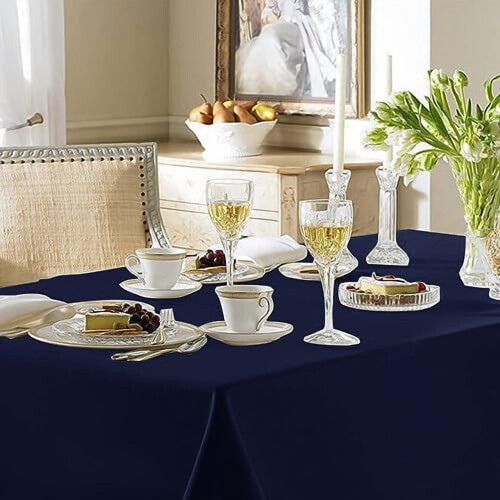 Navy Polyester Tablecloths 70x108 in, 6-Pack 1