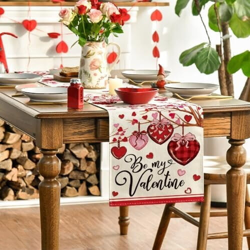 Stripe Heart Table Runner 13 x 36 Inch 2