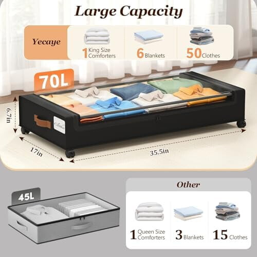 2-Pack Rolling Under Bed Storage Drawers, 30.7 x 16.9 x 6.7 1