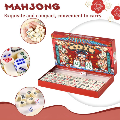 Σετ Πλακιδίων Mahjong, 166 Λευκά Πλακάκια + 4 Ράφια Pushers + Τυπωμένη Τσάντα - Western Mahjong Essentials 1
