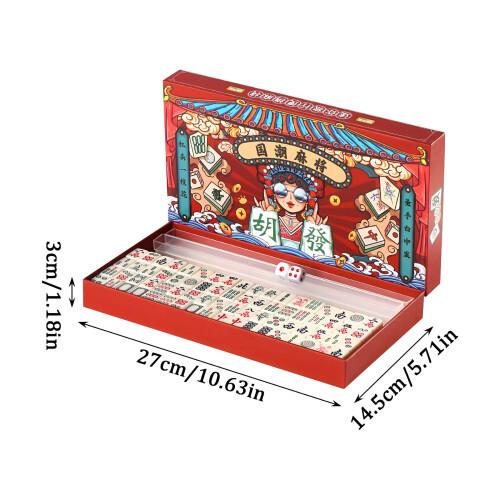 Σετ Mahjong - 166 Λευκά Πλακάκια με Τυπωμένη Τσάντα, 4 Ράφια & Προωθητές Όλα-σε-Ένα - 2