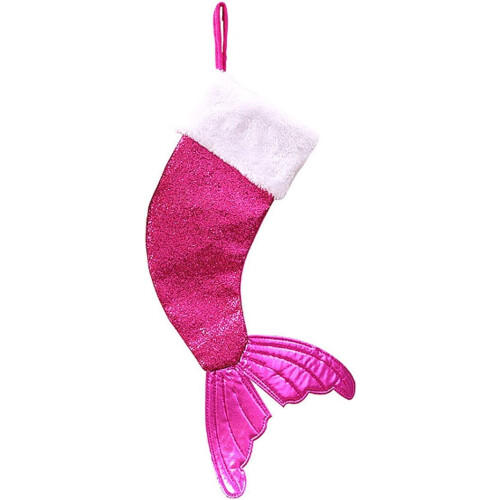 Mermaid Tail Christmas Stocking Sequin Gold Silver Rose Red 1