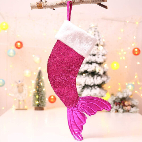 Mermaid Tail Christmas Stocking Sequin Gold Silver Rose Red 2
