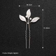 Silver Leaf U-Shape Hairpin for Women, Non-Slip Party Hairstyle