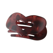 (Frosted wine red leopard dot) Heart Hair Claw Clip for Thick Hair, Strong Hold