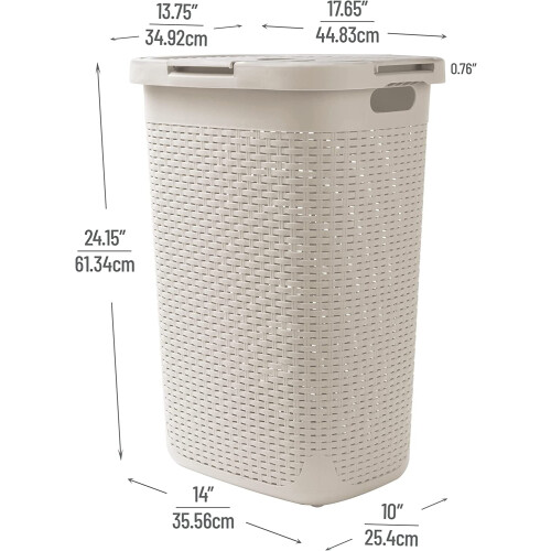 Ciseán Níocháin Caol le Clúdach, Ciseán Éadaí 60L, Dearadh Snáithe Préimhe, Plaisteach, Bán 2