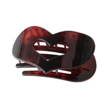 (Glossy burgundy leopard dots) Heart Hair Claw Clip for Thick Hair, Strong Hold