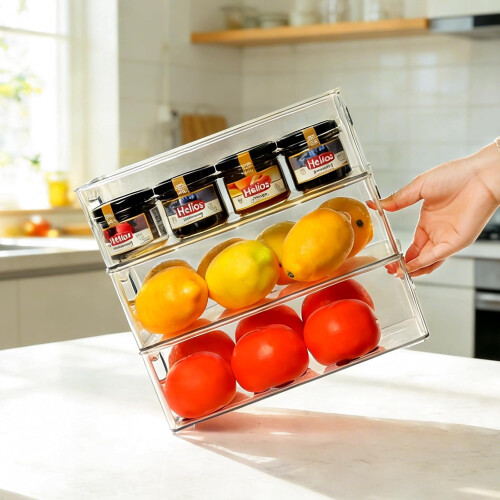 8-Piece Clear Stackable Storage Bins: 4 Large + 4 Medium 2