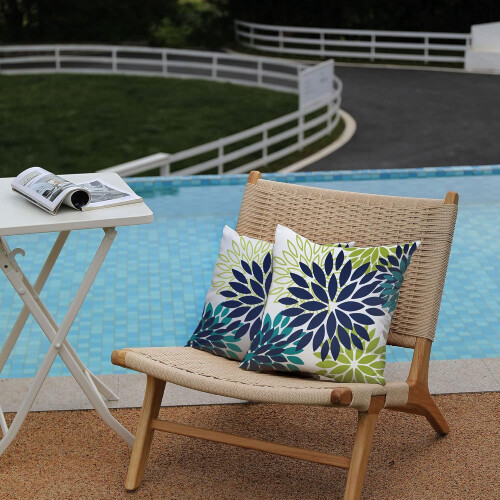 Fodere per cuscini floreali blu e gialle, set da 2 pezzi, 45x45 cm (18x18 pollici). 2