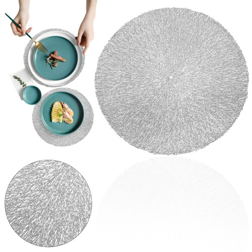 Silver Circular Vinyl Placemat 15 Inch 2