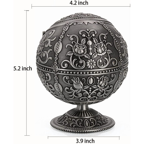 Vintage Zinc Alloy Push-Down Ashtray with Lid 1