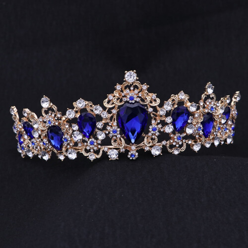 OUNONA Τιάρα με Κρύσταλλο Royal Blue Rhinestone για Γυναίκες, Αξεσουάρ για Νυφικό Πάρτι 1
