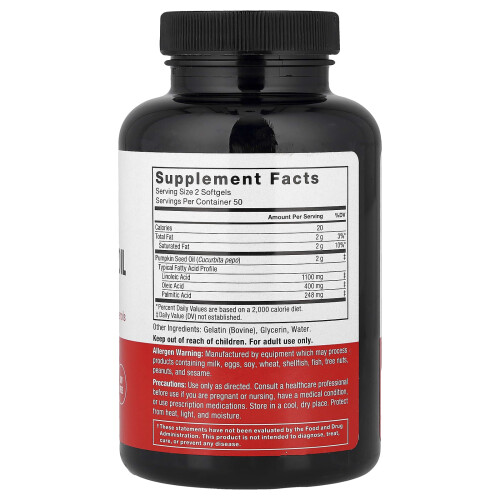 Force Factor, Pumpkin Seed Oil, 2,000 mg, 100 Softgels, (1,000 mg Per Softgel) 1