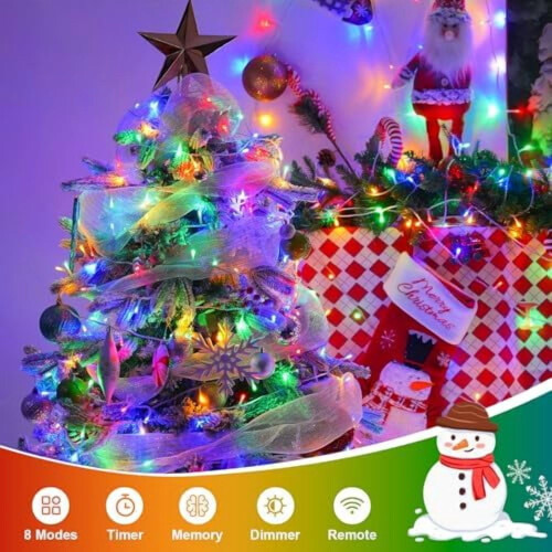 33ft 100-LED White Battery Fairy Lights – 8 Modes, 1