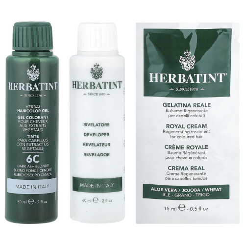 Herbatint, Μόνιμη Χρωματική Γέλη Μαλλιών, 6C Σκούρο Ασβέστης Βλόντε, 4.56 fl oz (135 ml) 2