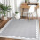 Wave-Patterned Grey Area Rug 5x7 ft Non-Slip TPR Backing 5