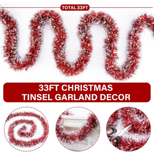 33ft Metallic Tinsel Christmas Garland 2