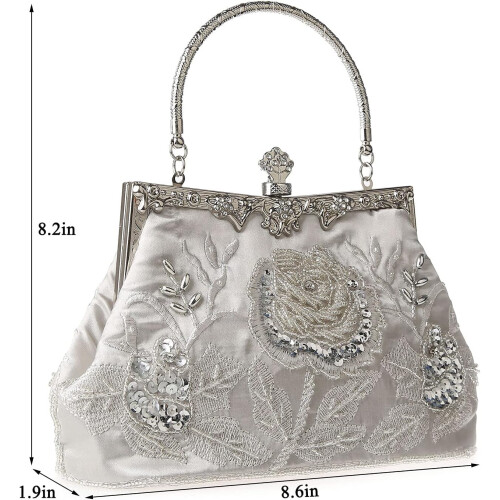 Γυναικεία τσάντα clutch vintage με χάντρες και λουλούδια, 1 τεμάχιο 1