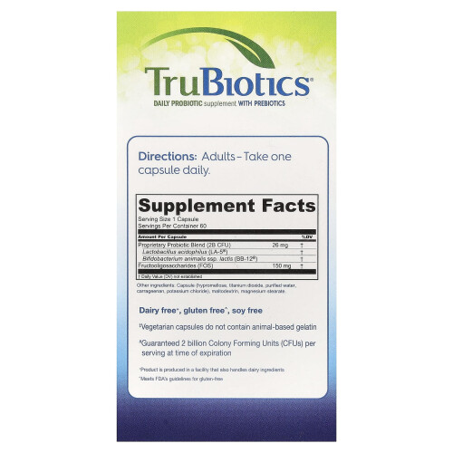 Saúde Digestiva e Imune da TruBiotics, 60 Comprimidos Vegetarianos 1