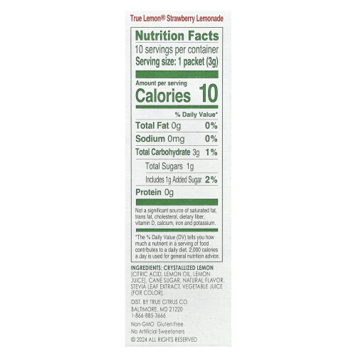True Citrus, True Λεμόνι, Στρόγγυλη Λεμόνι, 10 Πακέτα, 0.11 oz (3 g) Κάθε 1